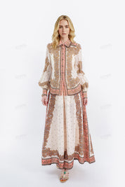 Paisley Print Wide-Leg Palazzo Pants