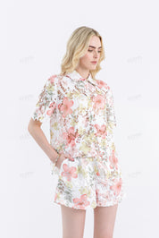 High Waist Belted Floral Print Shorts