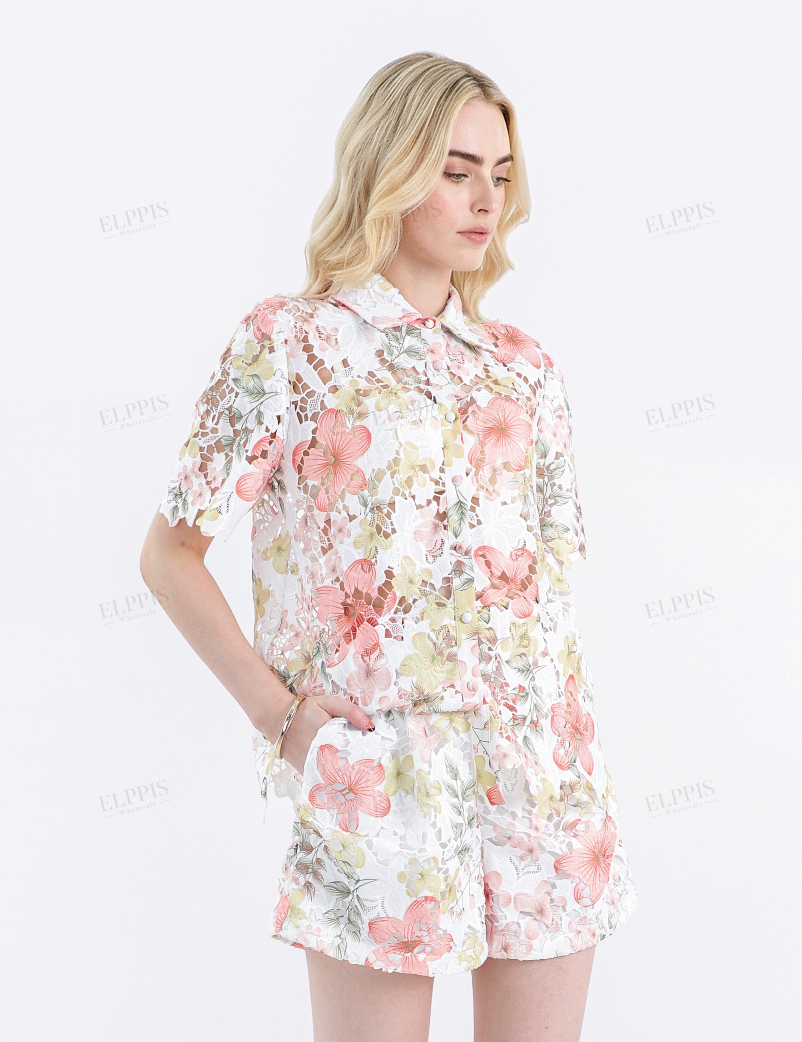High Waist Belted Floral Print Shorts