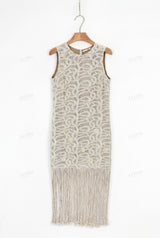 Sleeveless Fringe Hem Lace Vest