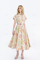 Paisley Print Rayon Midi Shirt Dress