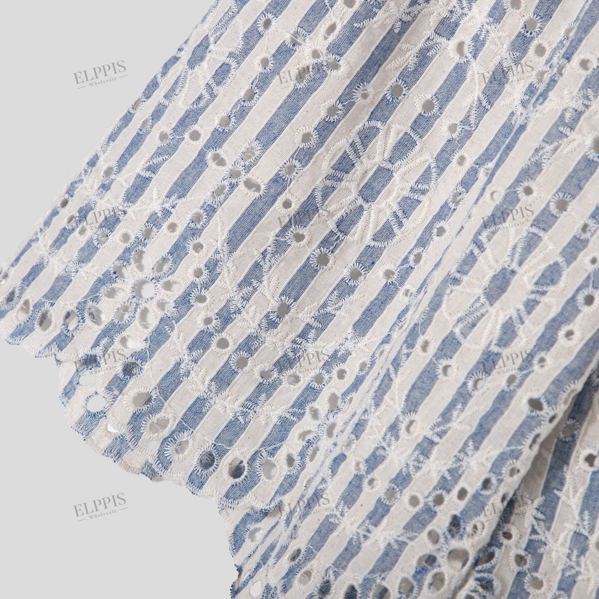 Striped cotton embroidered A-line shorts