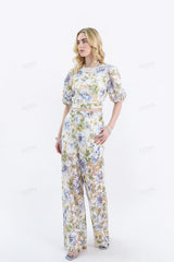 Wide-Leg Lace Floral Pants