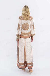 Paisley Print Wide-Leg Palazzo Pants