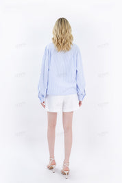 White Linen-Blend Tailored Shorts with Belt