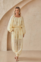 Off-the-Shoulder Eyelet Embroidered Blouse