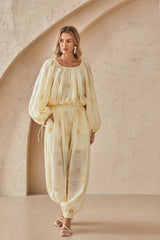 Off-the-Shoulder Eyelet Embroidered Blouse