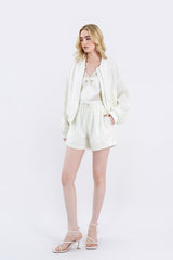 Iridescent Sequin Bomber Jacket