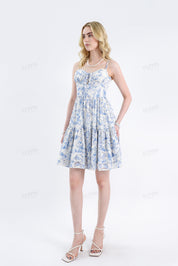 Blue & White Floral Broderie Anglaise Cami Mini Dress