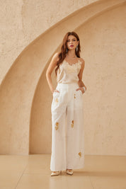 Ivory Acetate-Blend Lace Trim Camisole
