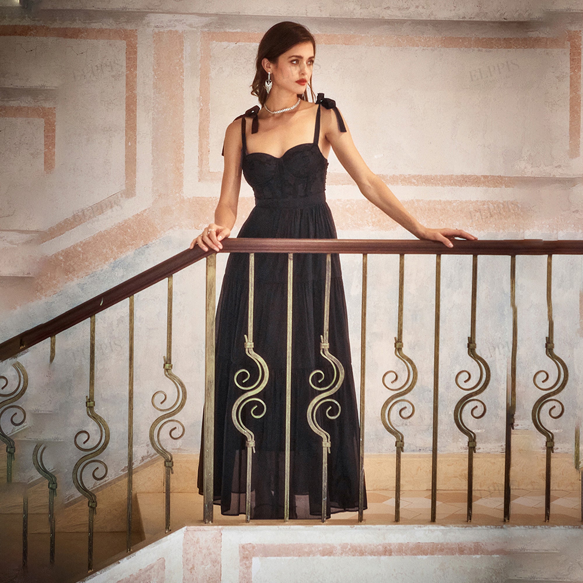 Strapless sexy French maxi dress
