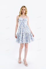 Blue & White Floral Broderie Anglaise Cami Mini Dress