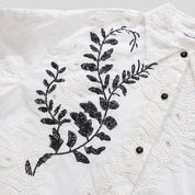 Cut-out cotton embroidered H-line long sleeve shirt