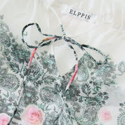 Chiffon positioned floral H-line long sleeve woven top
