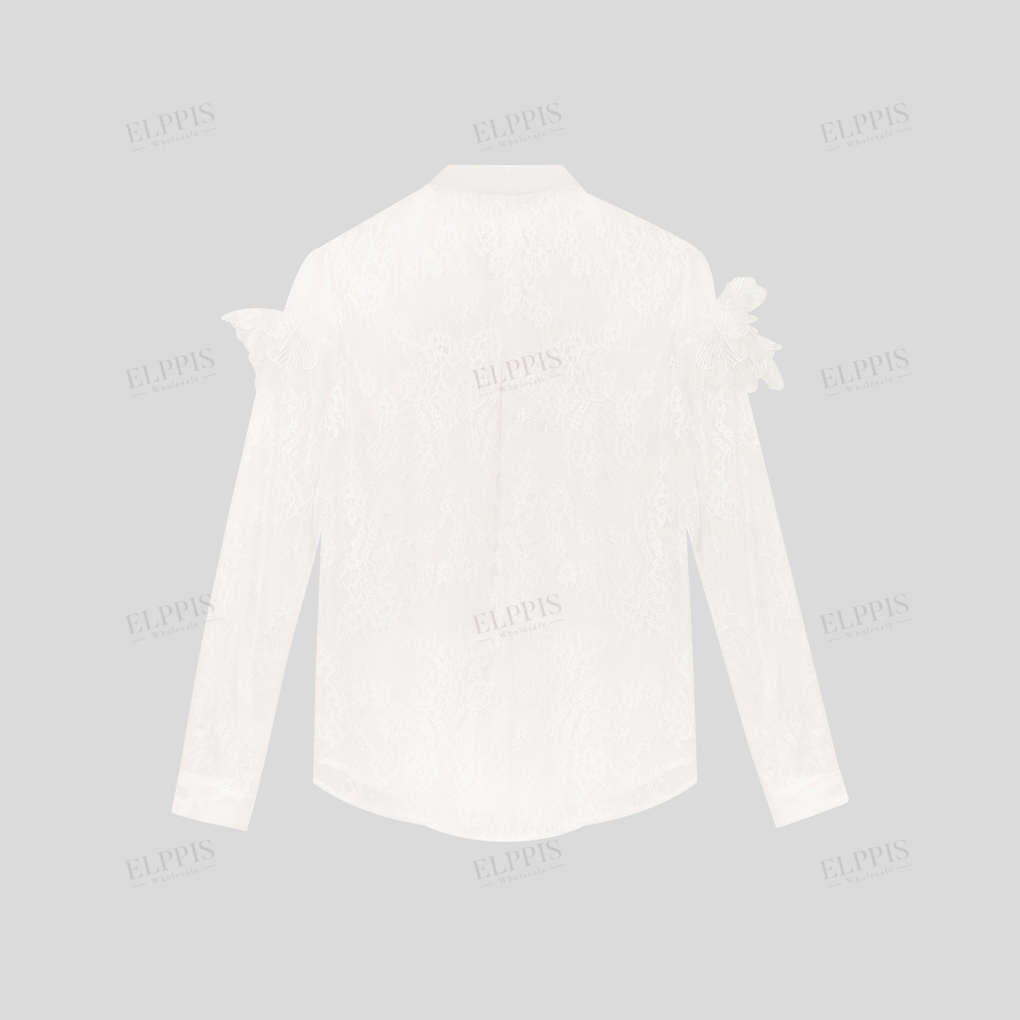3D floral lace H-line long sleeve shirt