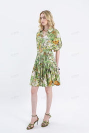 Tropical Print Rayon Shirt Dress