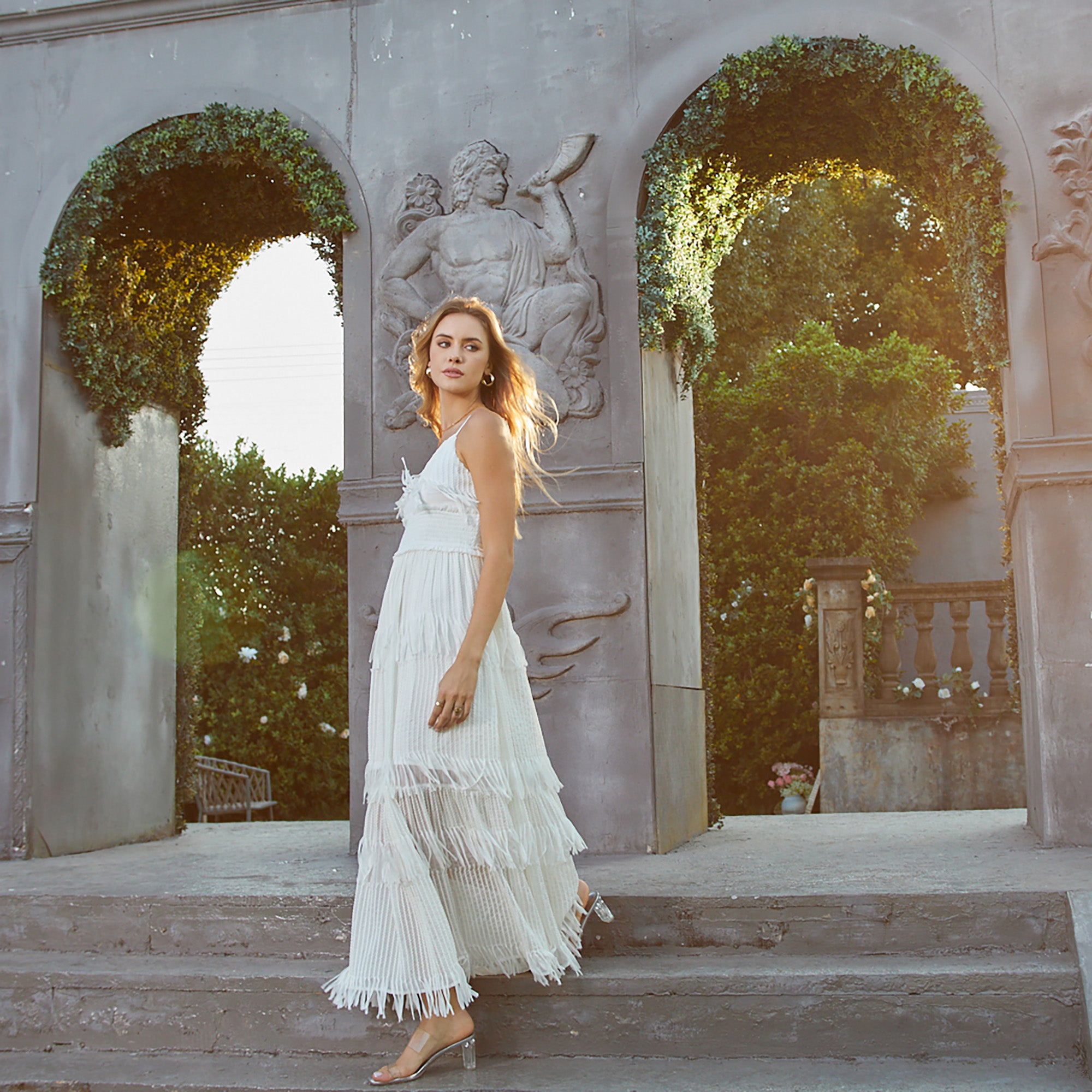 3D tassel embroidered camisole maxi dress