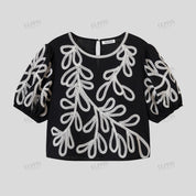 Embroidered short sleeve top