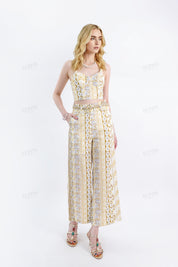 Yellow Floral Cotton Crop Camisole