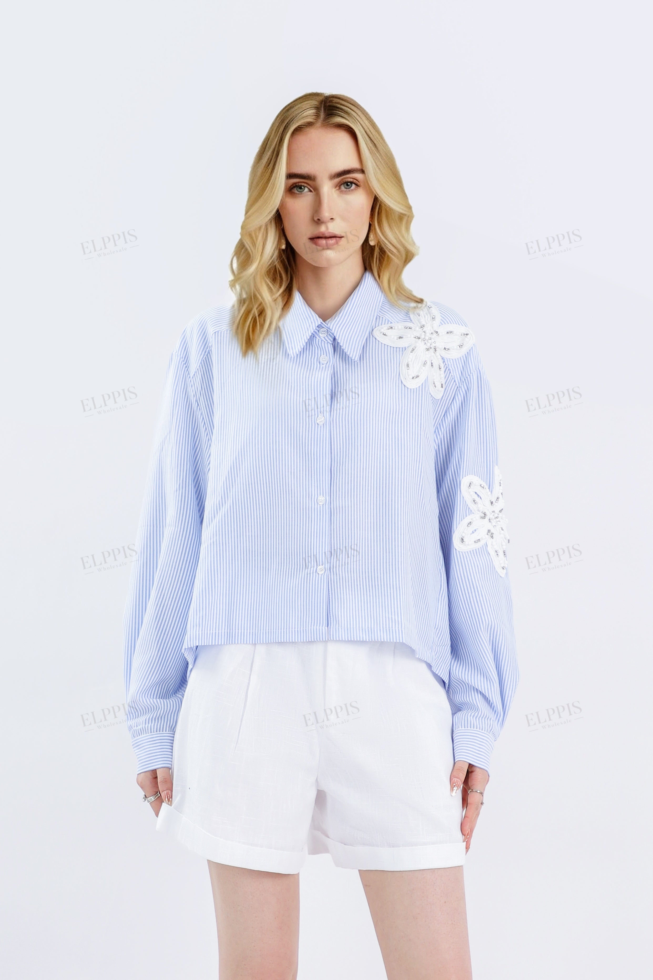White Linen-Blend Tailored Shorts with Belt