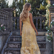 French lace 3D floral strap dress for parties