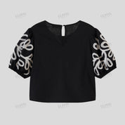 Embroidered short sleeve top