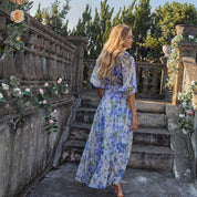 Chiffon base floral printed gathered A-line midi skirt