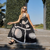 Ethnic style crochet lace decorated dress