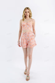 Orange Floral Cotton Crop Camisole