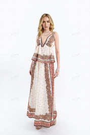 Paisley Print Spaghetti Strap Peplum Camisole