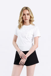 White Maxi Skirt with Black Embroidered Waist & Hem Details