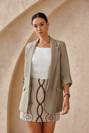 Business casual linen shoulder pad blazer