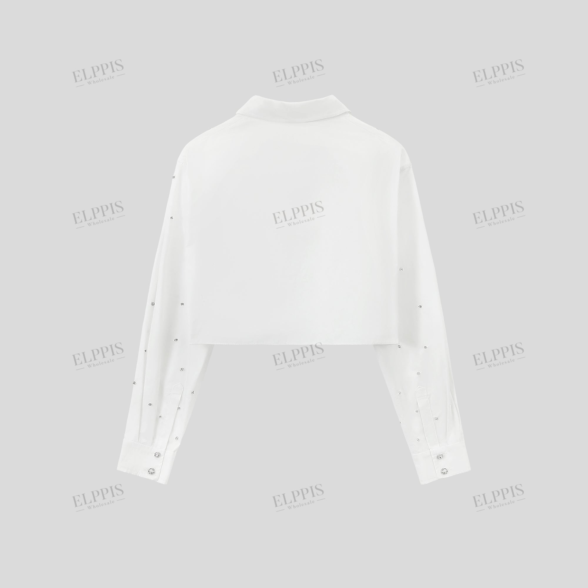 Hand-beaded cropped long sleeve shirt