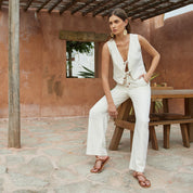 Striped wide-leg trousers
