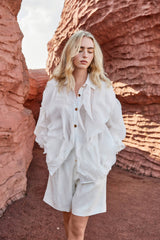 Blush Pink Sheer Organza Shirt with Tiered Ruffle Detail