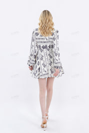 Bohemian Linen-Cotton Printed Dress