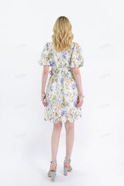 Belted Lace Floral Shirt Dress
