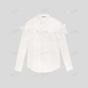 3D floral lace H-line long sleeve shirt