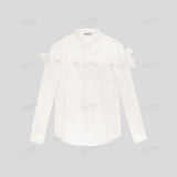 3D floral lace H-line long sleeve shirt