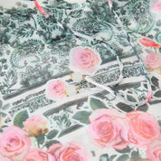 Chiffon positioned floral H-line long sleeve woven top