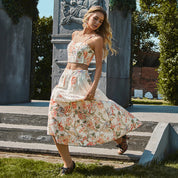 Lace hollow-out embroidered printed skirt