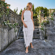 Chiffon base with 3D tassel embellishment straight midi skirt