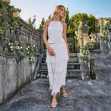 Chiffon base with 3D tassel embellishment straight midi skirt