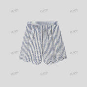 Striped cotton embroidered A-line shorts