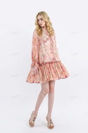 Button-Front Belted Tencel-Cotton Floral Dress