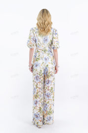Wide-Leg Lace Floral Pants