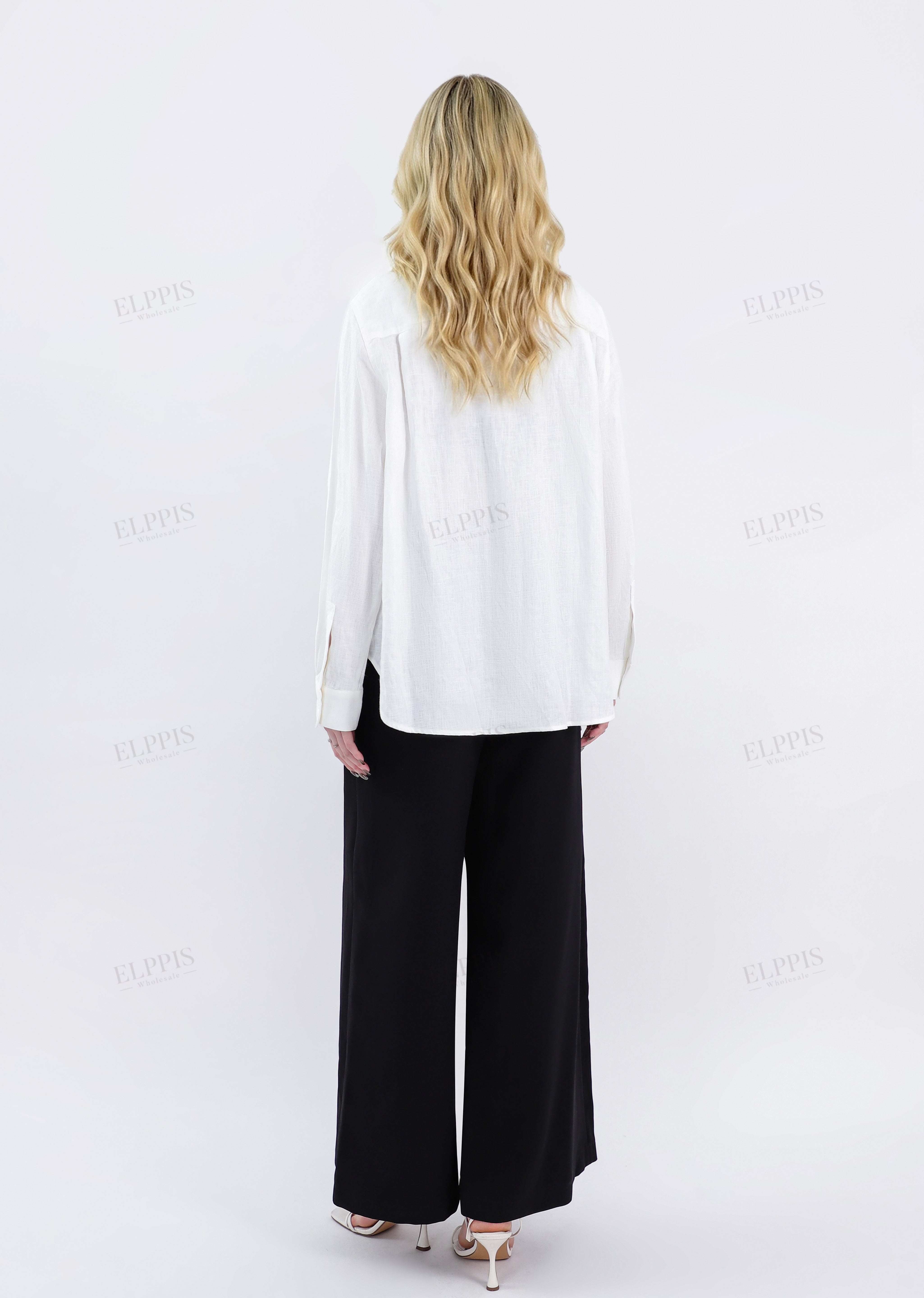 White Embroidered Linen Long Sleeves Shirt