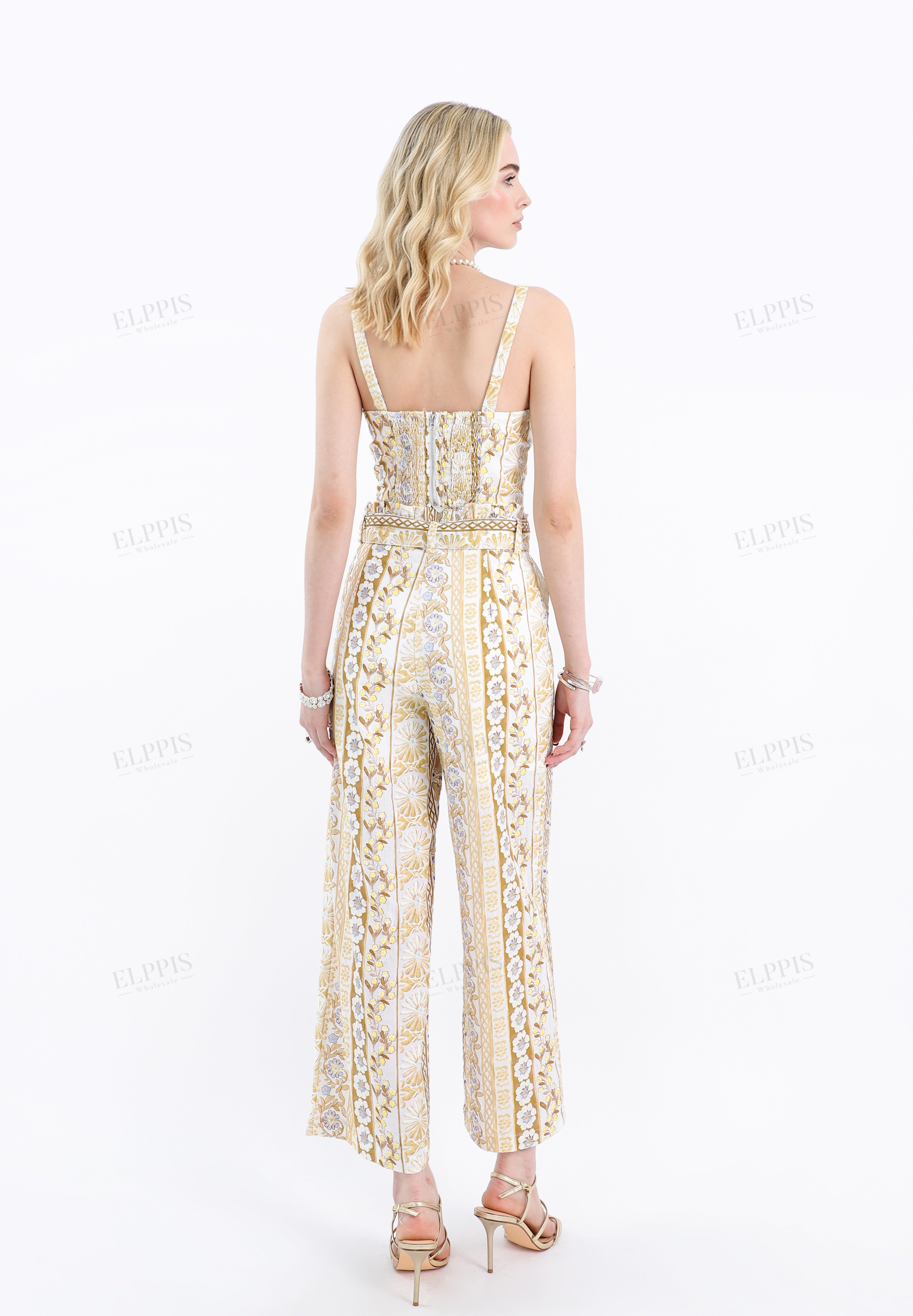 Yellow Floral Cotton Crop Camisole