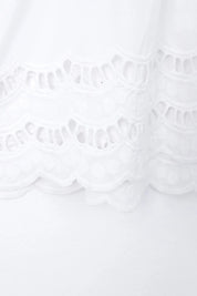 White Short-Sleeve Blouse with Cutwork Embroidery and Ruffled Hem product detail 1 – Elppis 1B5E09174WW-01CM