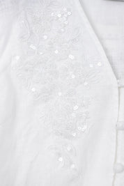 White Woven Blouse with Sequin Embroidery and Peplum Hem product detail 1 – Elppis 1B5F09175WW-01CM